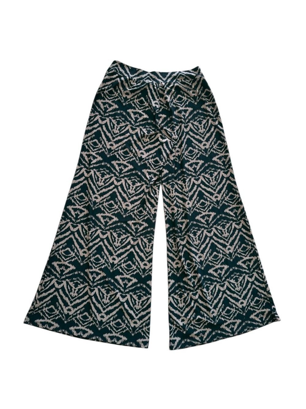 French Laundry Size M Black Brown Print Wide Leg Pants - Picture 2 of 4